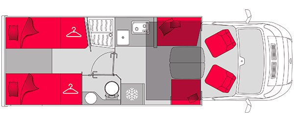 Plan de coupe vue du dessus du profilé Pilote P740FGJ